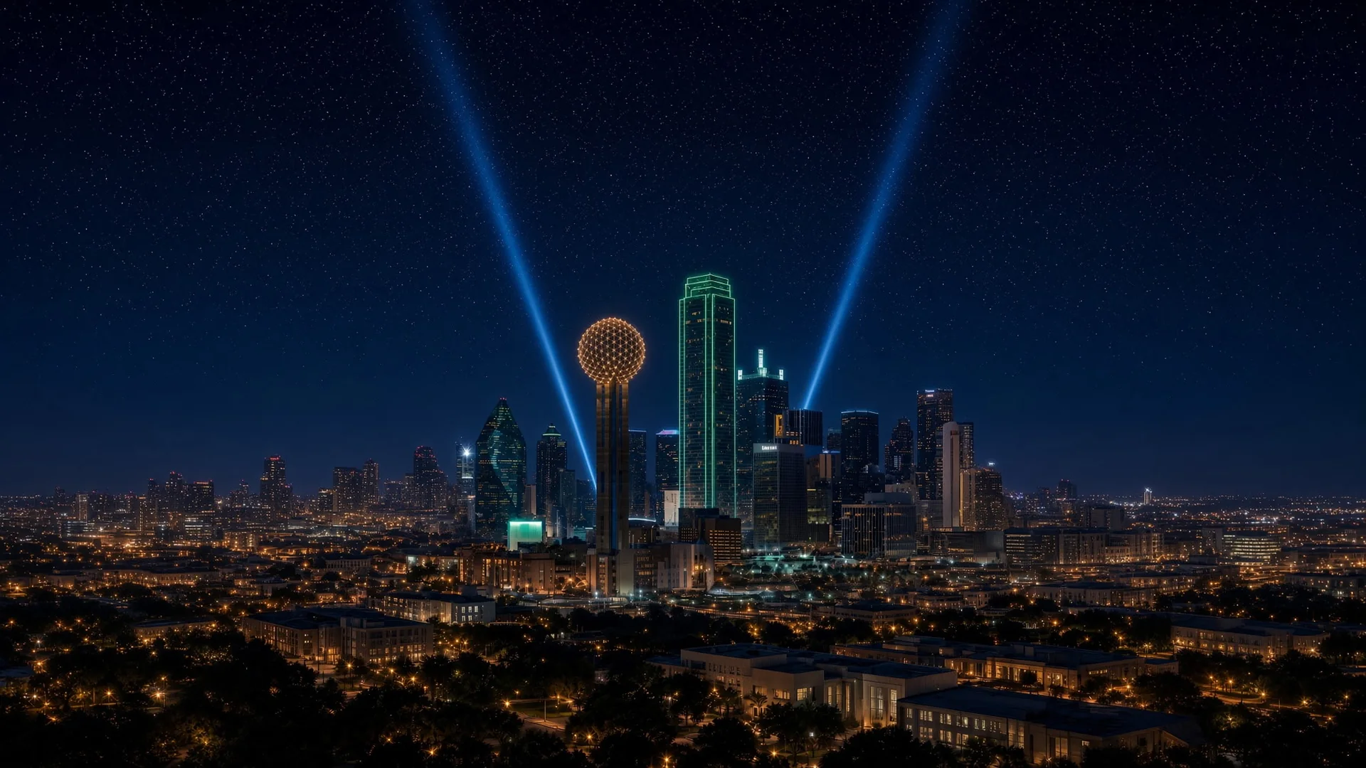 The Dallas-Fort Worth skyline at night - BNB Concepts remodels homes across the DFW metroplex